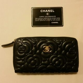 シャネル(CHANEL)のラプンツェル様専用◆超レア　シャネル　カメリア　キャビアスキン　黒　ゴールド(財布)