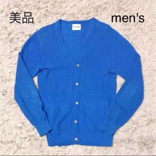 【men's】ほぼ未使用  ブルーカラー カーディガン(カーディガン)