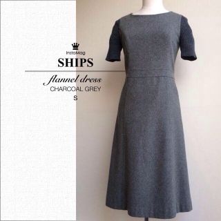 シップスフォーウィメン(SHIPS for women)のSHIPS ウール半袖ワンピース GR(ひざ丈ワンピース)