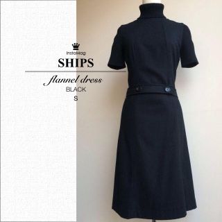 シップスフォーウィメン(SHIPS for women)のSHIPS ウール半袖ワンピース BK(ひざ丈ワンピース)