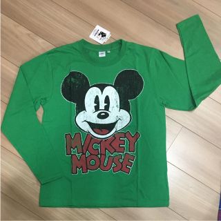 ディズニー(Disney)の新品 ミッキー  長袖 Tシャツ ユニセックス   L ロンT 緑 ディズニー(Tシャツ(長袖/七分))