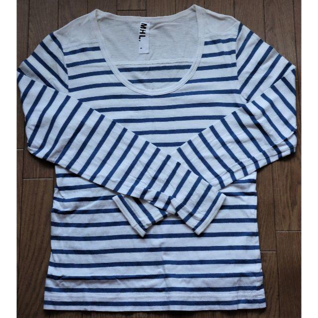 MARGARET HOWELL(マーガレットハウエル)の【送料込】 MHL ボーダー Ｔシャツ 青/白 レディースのトップス(Tシャツ(長袖/七分))の商品写真