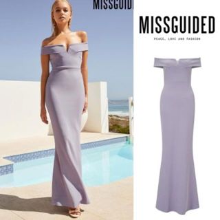 ミスガイデッド(MISSGUIDED)のMissguided（ミスガイデッド）◇クレープ バルドー マキシドレス(ロングワンピース/マキシワンピース)