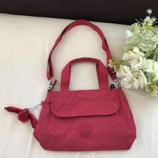 キプリング(kipling)のキプリング ショルダーバッグ ハンドバッグ 赤 美品 ☆(ショルダーバッグ)