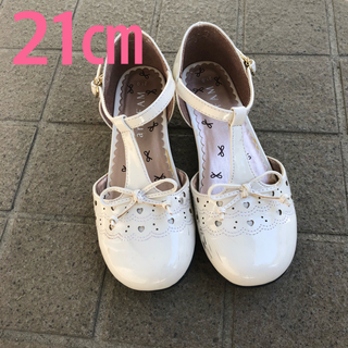 エニィファム(anyFAM)の女の子 白い フォーマル 靴  21㎝(フォーマルシューズ)
