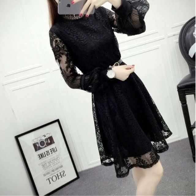 かわいい パフスリーブ パーティー ドレス 黒 レディースのフォーマル/ドレス(その他ドレス)の商品写真