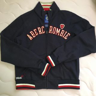 アバクロンビーアンドフィッチ(Abercrombie&Fitch)のアバクロンビー&フィッチ】ジップアップパーカ スタンドカラー✴︎ネイビー紺×赤白(パーカー)