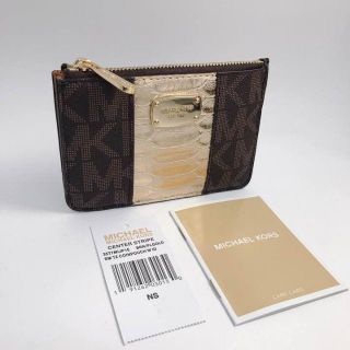 マイケルコース(Michael Kors)の新品！MICHAEL KORSキーリング付きID/カードケース　ブラウン/MK(名刺入れ/定期入れ)