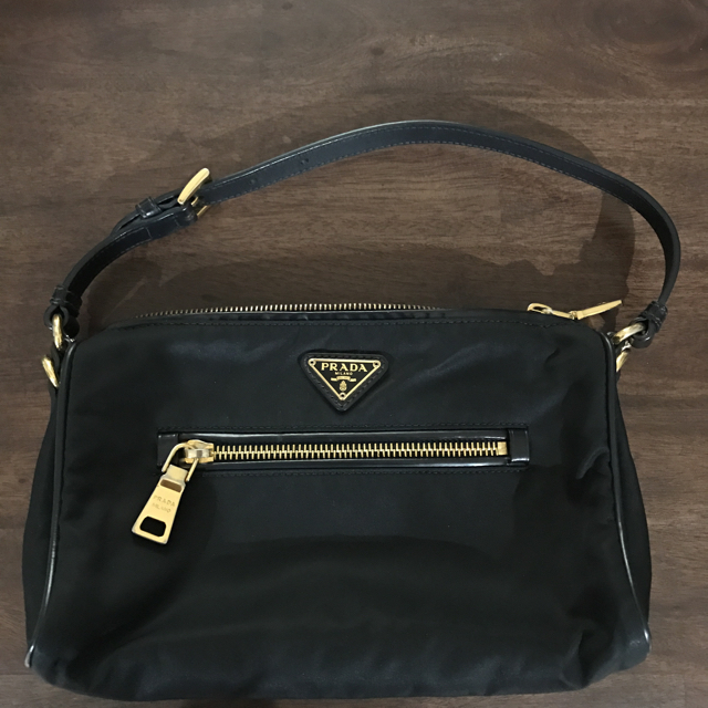 ♡美品♡ プラダ PRADA ハンドバッグ ナイロン レザー ゴールド