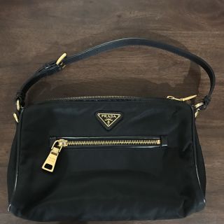 プラダ(PRADA)の♡美品♡ プラダ PRADA  ハンドバッグ ナイロン レザー ゴールドプレート(ハンドバッグ)