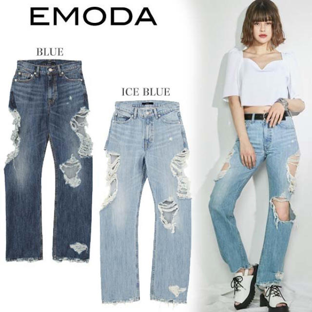 EMODA(エモダ)のBSK様専用♡【新品タグ付】EMODA サイドオーバークラッシュデニム レディースのパンツ(デニム/ジーンズ)の商品写真