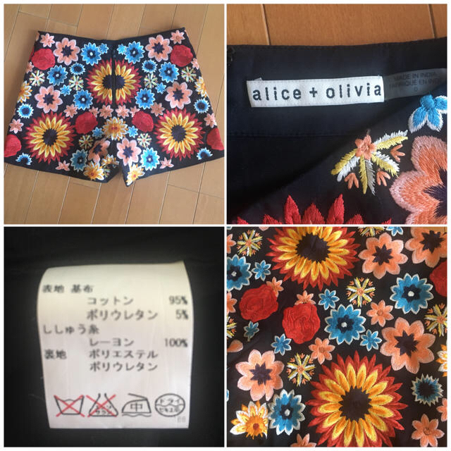 Alice+Olivia(アリスアンドオリビア)の美品*alice+oliviaフラワー刺繡ショートパンツ レディースのパンツ(ショートパンツ)の商品写真