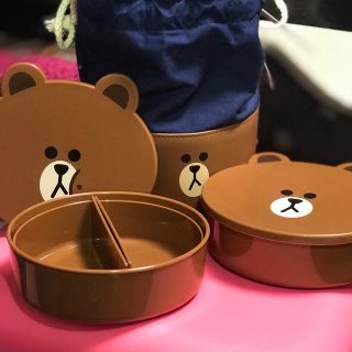 【韓国限定】新品未使用 LINEFRIENDSブラウン★お弁当箱(弁当用品)