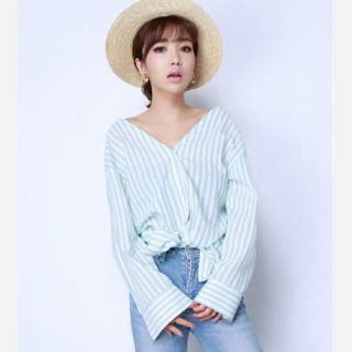 エイミーイストワール(eimy istoire)のeimy istoire front ribbon stripe shirts (シャツ/ブラウス(長袖/七分))