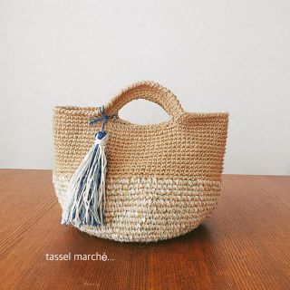 春bag♡tassel marché bag♡ブルー×ホワイト(バッグ)