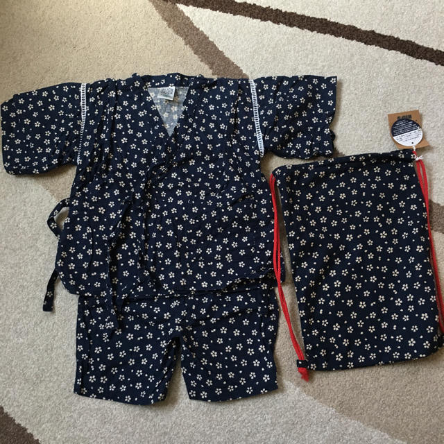 甚平110㎝  袋付き キッズ/ベビー/マタニティのキッズ服男の子用(90cm~)(甚平/浴衣)の商品写真