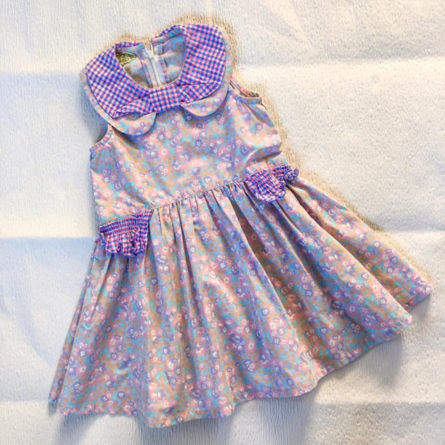 fafa(フェフェ)のfafa 110 ノースリーブ ワンピース フラワー パープル キッズ/ベビー/マタニティのキッズ服女の子用(90cm~)(ワンピース)の商品写真