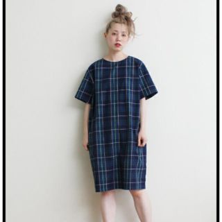 ビュルデサボン(bulle de savon)のDot&stripes childwoman タータンチェックIラインワンピース(ひざ丈ワンピース)