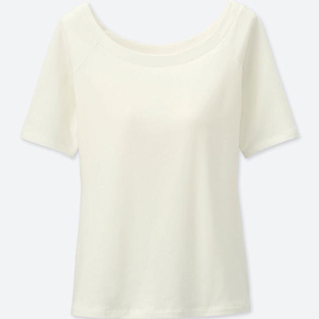 UNIQLO(ユニクロ)の新品 ユニクロ 　ブラバレエネックT（半袖）オフホワイト L サイズ レディースのトップス(Tシャツ(半袖/袖なし))の商品写真