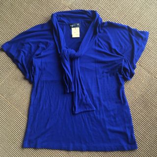 アニエスベー(agnes b.)の美品 アニエス カットソー ブルー 青 トップス S M(カットソー(半袖/袖なし))