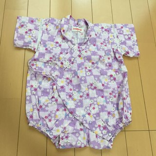 ベビー 子供服 浴衣 甚平 ロンパースタイプ 薄紫色 80cm(その他)
