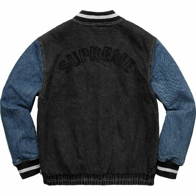 Supreme(シュプリーム)のSupreme　Denim Varsity Jacket　M　シュプリーム　黒 メンズのジャケット/アウター(スタジャン)の商品写真