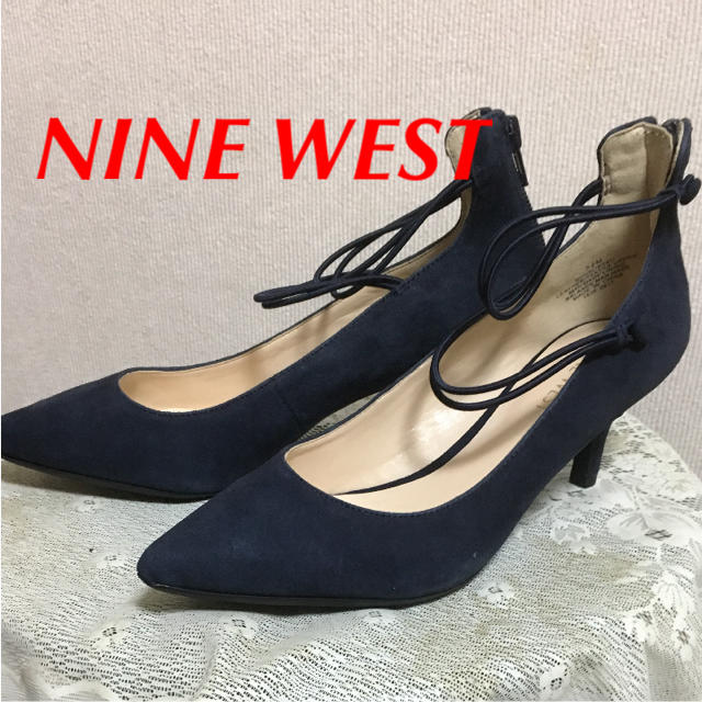 パンプス NINE WEST 靴 未使用 スウェード 紺 22.5㎝ 米購入