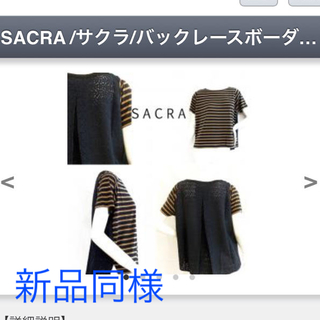 サクラ(SACRA)のSACRAバックレースボーダーカットソー定価12960円(カットソー(半袖/袖なし))