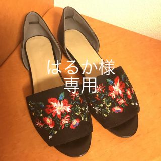 グローバルワーク(GLOBAL WORK)のグローバルワーク フラワー 刺繍 オープントゥパンプス はるか様専用(ハイヒール/パンプス)