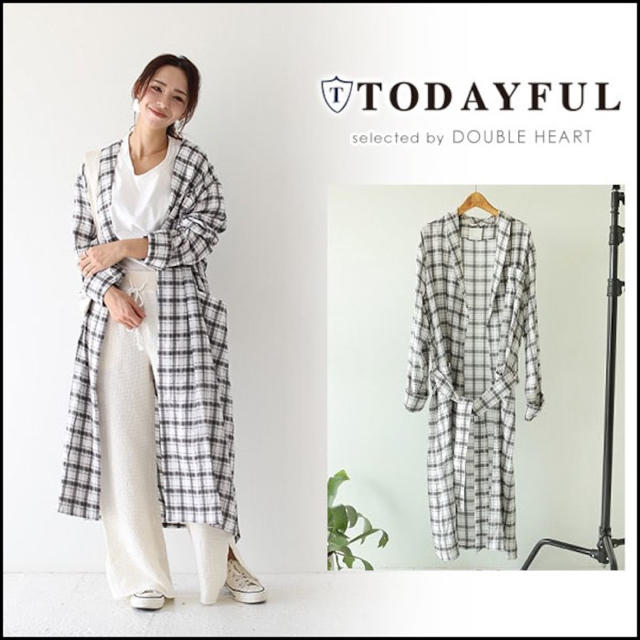 TODAYFUL  Check Rough Gown チェック ラフ ガウン