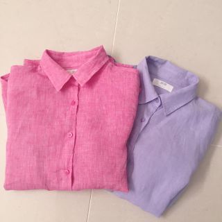 ユニクロ(UNIQLO)のUNIQLOパープルリネンシャツ(シャツ/ブラウス(長袖/七分))