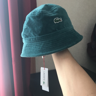 supreme lacoste ベロア バケットハット 緑