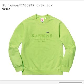 シュプリーム(Supreme)のsupreme lacoste  Crewneck グリーン sサイズ(スウェット)