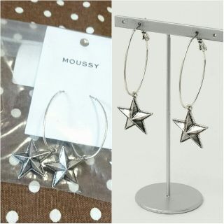 マウジー(moussy)の新品 今季 MOUSSY STAR MOTIF EARRINGS シルバー(ピアス)