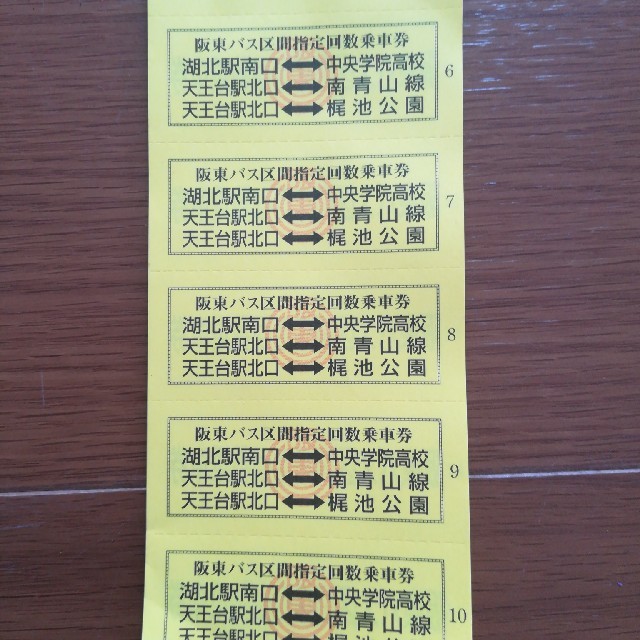阪東バス 区間指定回数乗車券 チケットの乗車券/交通券(その他)の商品写真