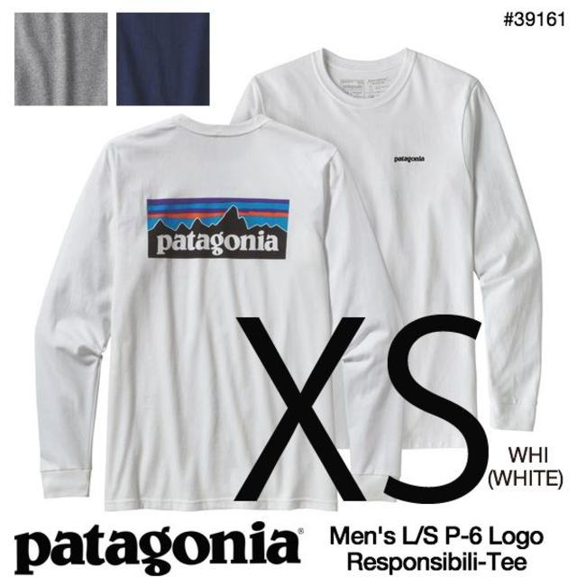 patagonia(パタゴニア)の新品 XS 即日発送パタゴニア JPサイズS P6 ロゴ 長袖Tシャツ白2018 メンズのトップス(Tシャツ/カットソー(七分/長袖))の商品写真