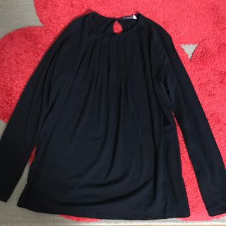 マリメッコ(marimekko)の中古♡マリメッコ ドレープ カットソー XS ブラック ウールシルク(カットソー(長袖/七分))