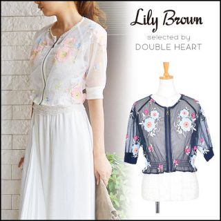 リリーブラウン(Lily Brown)の[美品] Lily Brown 💙 チュール刺繍ブルゾン ♫(ブルゾン)