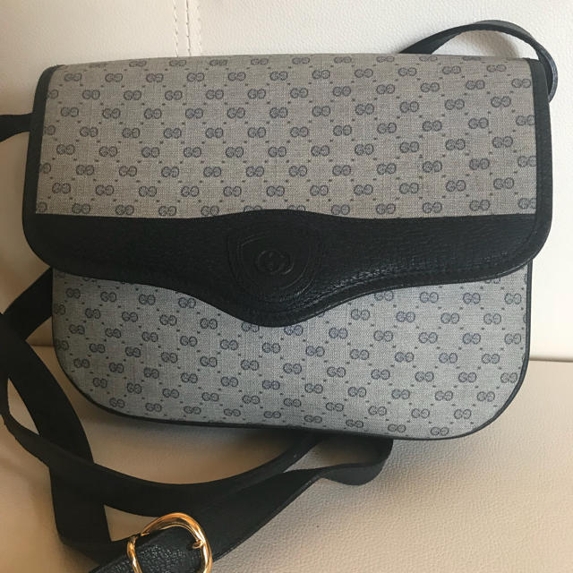 美品 GUCCI オールドグッチ マイクロ GG ショルダー バッグ ネイビー