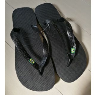 ハワイアナス(havaianas)のハワイアナス havaianas ブラック ブラジルロゴ (26cm程度)(サンダル)