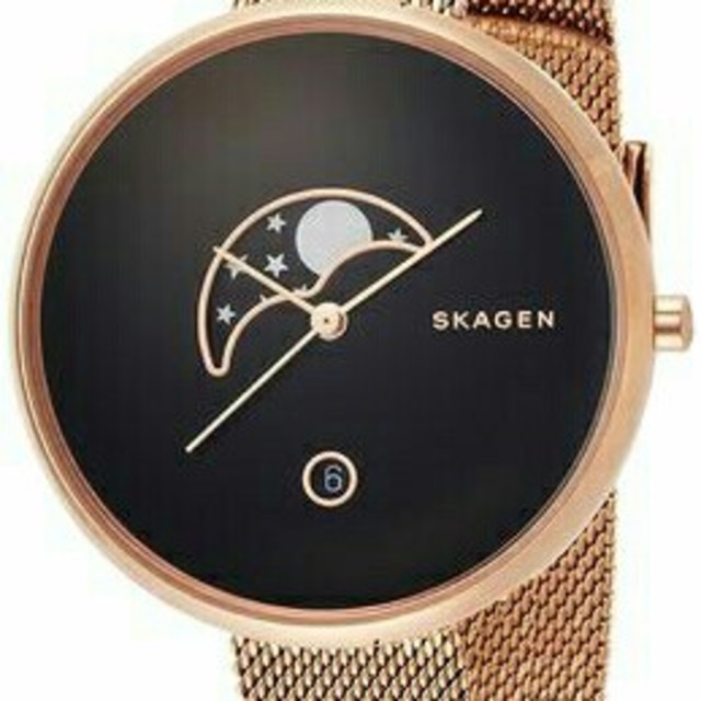 【電池交換済】SKAGEN スカーゲン 腕時計 ムーンフェイズ ゴールド