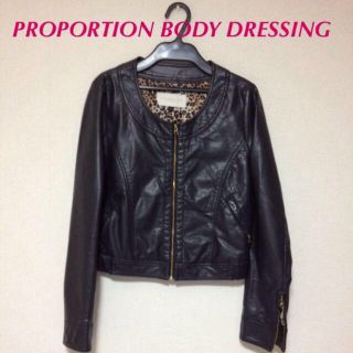 プロポーションボディドレッシング(PROPORTION BODY DRESSING)の美品☆フェイクレザージャケット(ノーカラージャケット)