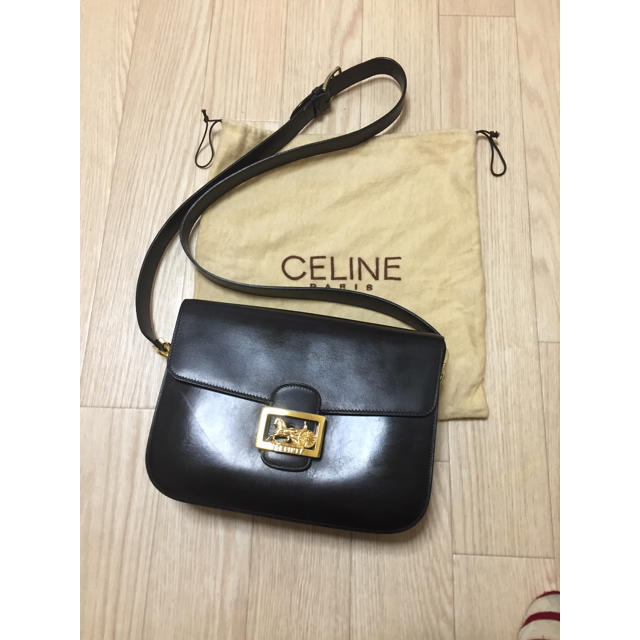 CELINE オールドセリーヌ馬車ロゴショルダーバッグ-