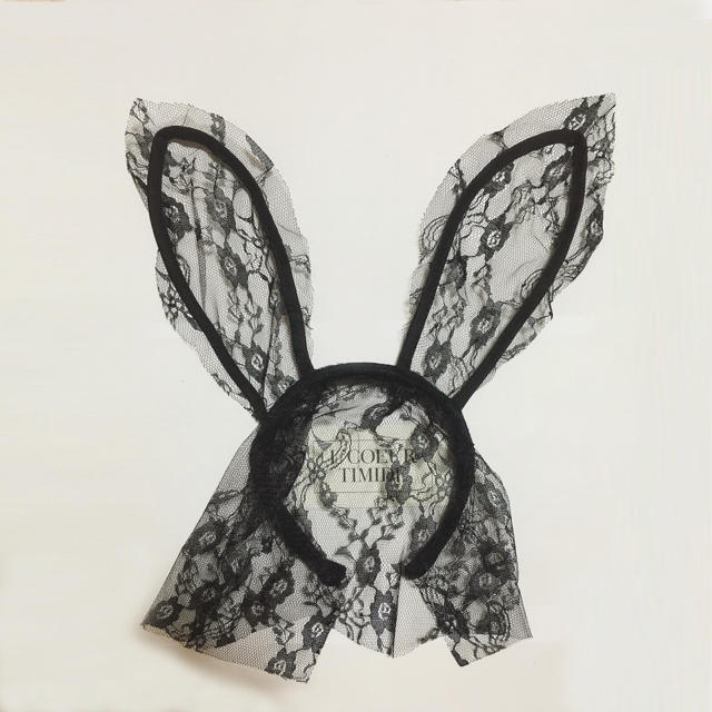  ♥️うさ耳 レース マスク カチューシャ♥️ブラック レディースのヘアアクセサリー(カチューシャ)の商品写真