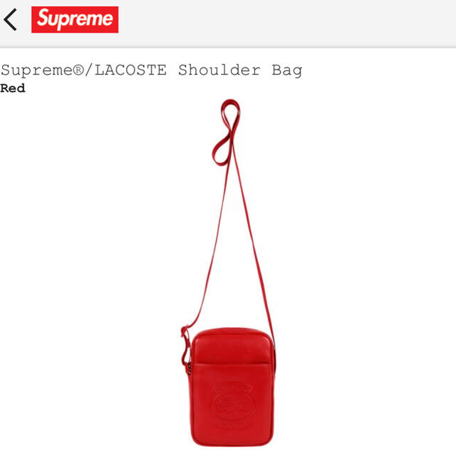 supreme lacoste shoulder bag赤