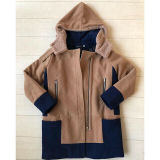 ザラ(ZARA)のバイカラー フード付コート(ダッフルコート)