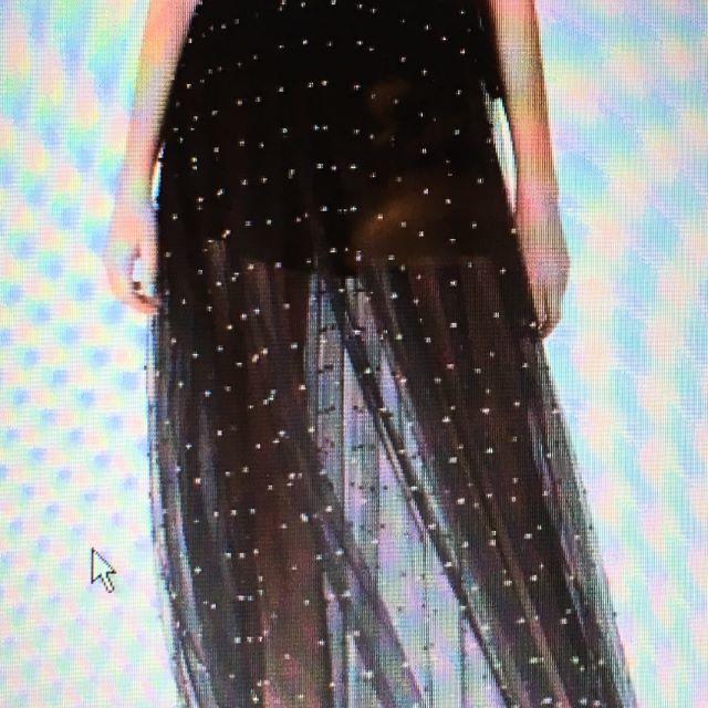 Lily Brown(リリーブラウン)のパール付チュールスカート　ブラック レディースのスカート(ロングスカート)の商品写真