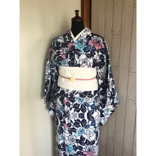 くるり 浴衣 レトロな薔薇づくし 美品 豆千代モダン、ふりふ好きに