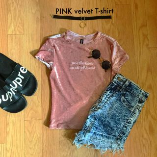 エイチアンドエム(H&M)の新品☀︎PINK velvet☀︎刺繍Tシャツ(Tシャツ(半袖/袖なし))