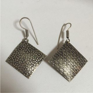 ピアス インド製　シルバー　四角　菱形　大ぶり(ピアス)